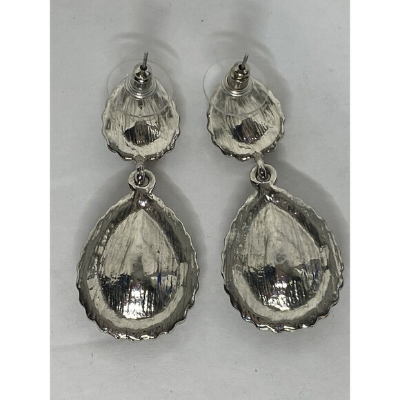 Crystal Rhinestone Cocktail Party Prom Pieced Wedding Earrings Teardrop Dangle - Picture 6 of 6